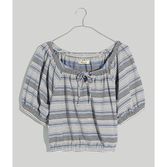 Madewell Jacquard Keyhole Crop Top in Stripe Women's Small‎ NI102 $78 Boho - Picture 5 of 13